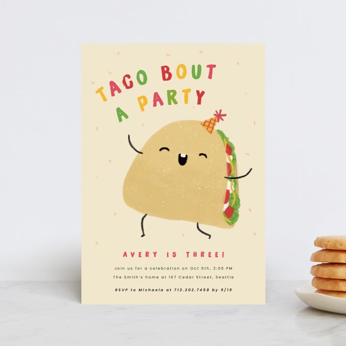 "Taco bout a party" - Children's Birthday Party Invitations in Tortilla by Adelyn T. - Front