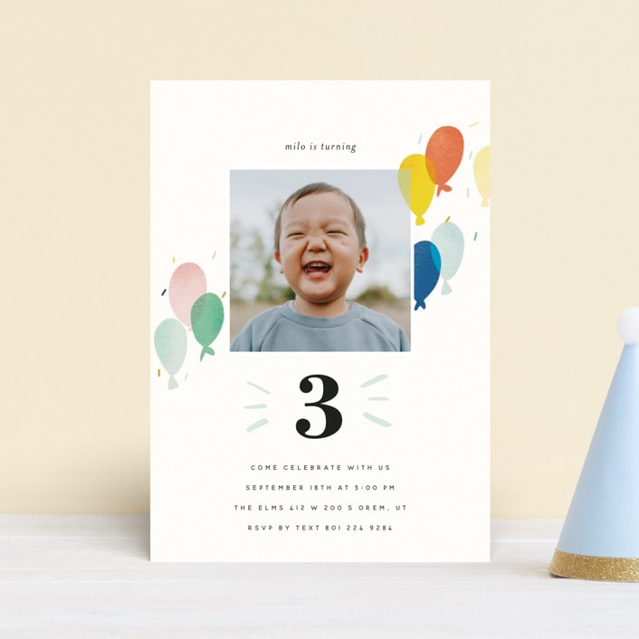 "balloon overlay" - Children's Birthday Party Invitations in Sea by Stephanie Hawkes - Front