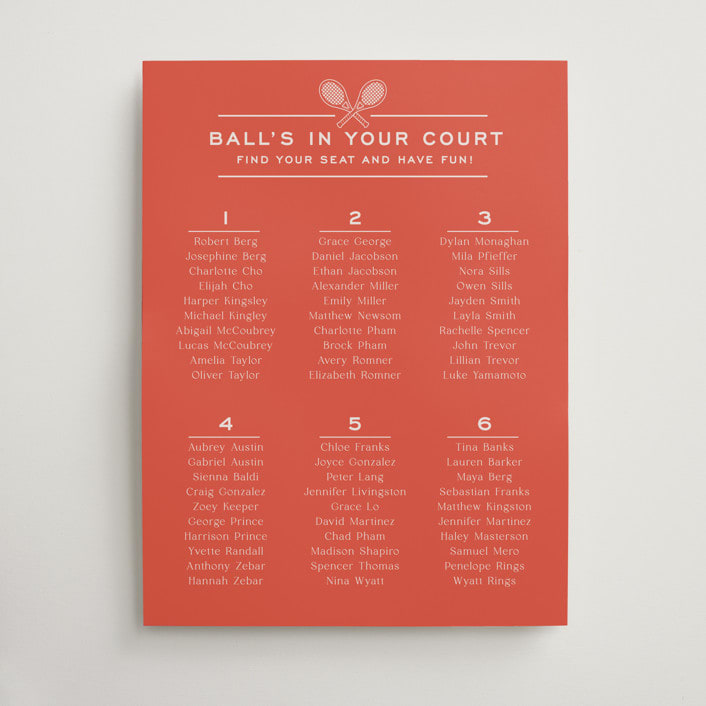 "Racquet" - Custom Seating Charts in Verona Sunset by Megan Davis - Front