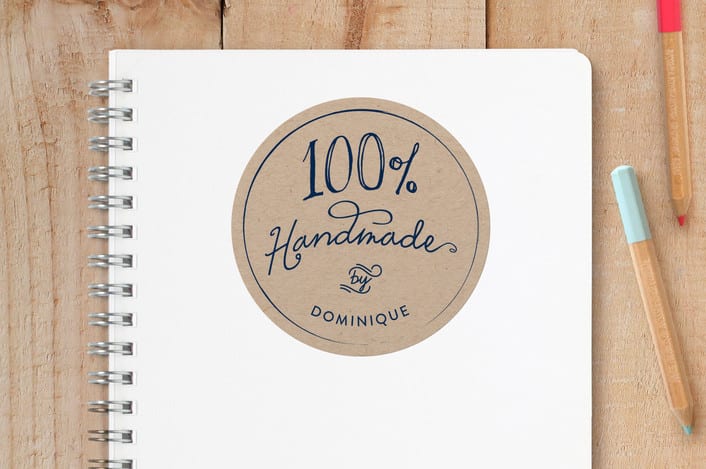 "100% Handmade" - Custom Stickers in Kraft by Jennifer Thomke - Front