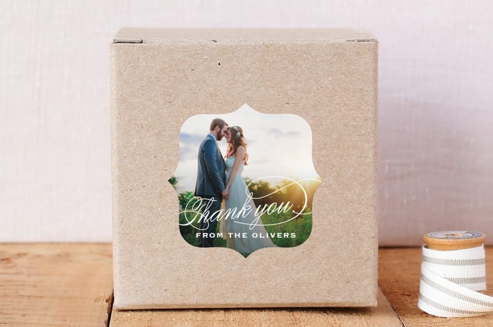 "Modern Thank You" - Custom Stickers in Cloud by Carolyn MacLaren - Front