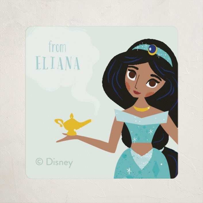 "Jasmine Wishes from Disney's Aladdin" - Custom Stickers in Aqua by Angela Thompson - Front