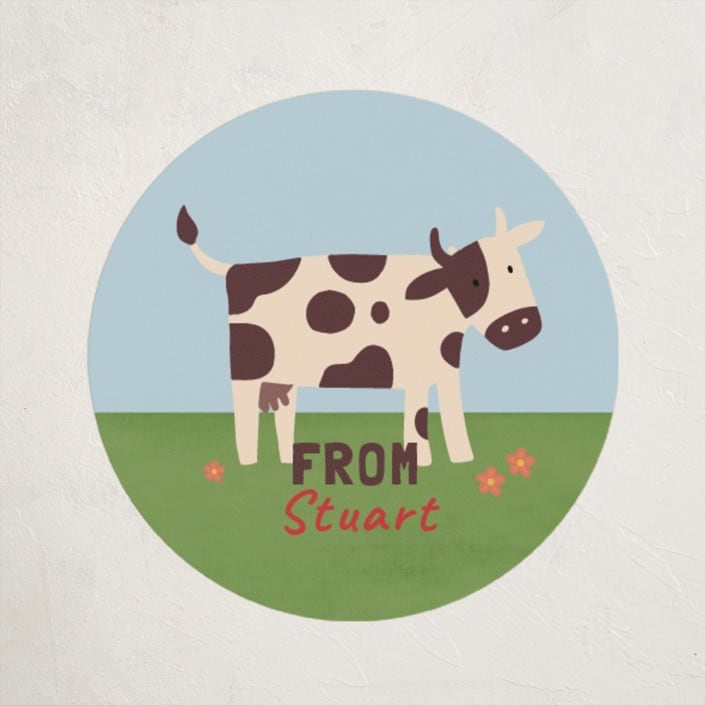 "Moo-velous friend" - Custom Stickers in Brown Cow by Sherley Ferreira - Front