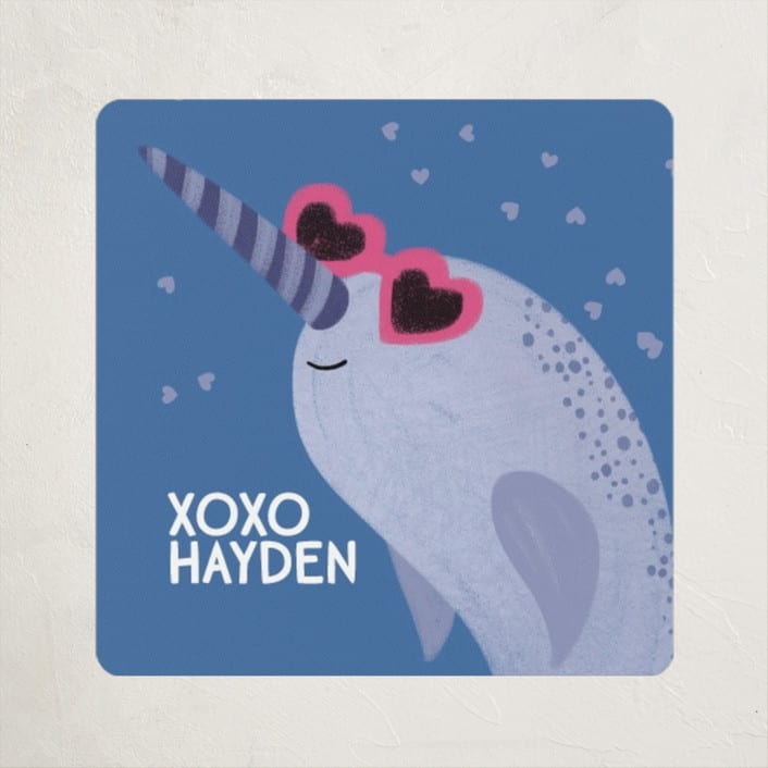 "Narwhal" - Custom Stickers in Ocean by Jenna Holcomb - Front
