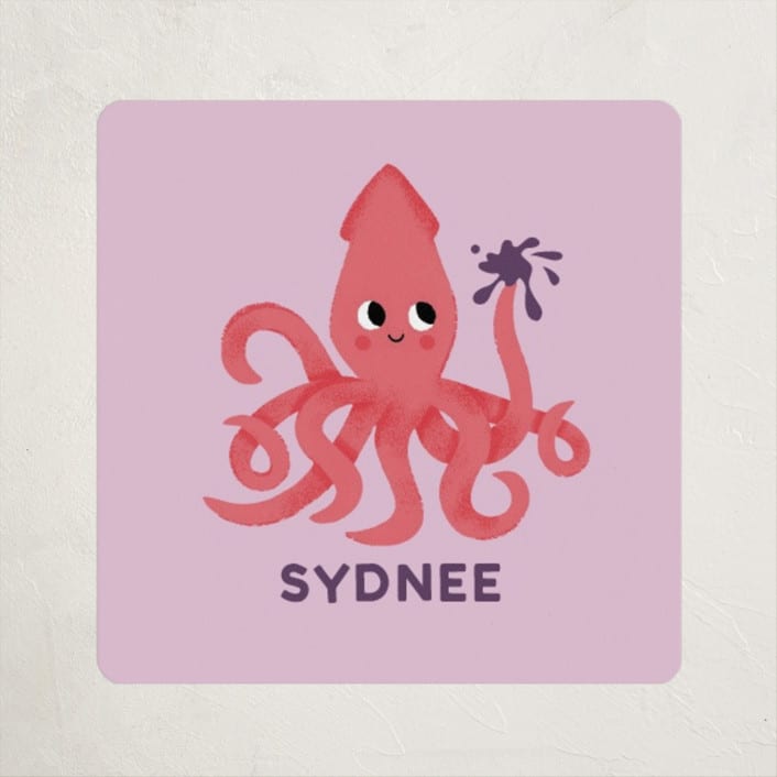 "Sweet Squid" - Custom Stickers in Lilac by Jessie Steury - Front