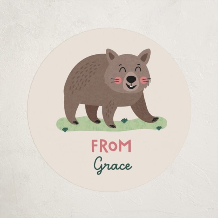 "No Wombat-er" - Custom Stickers in Cream by Erica Krystek - Front