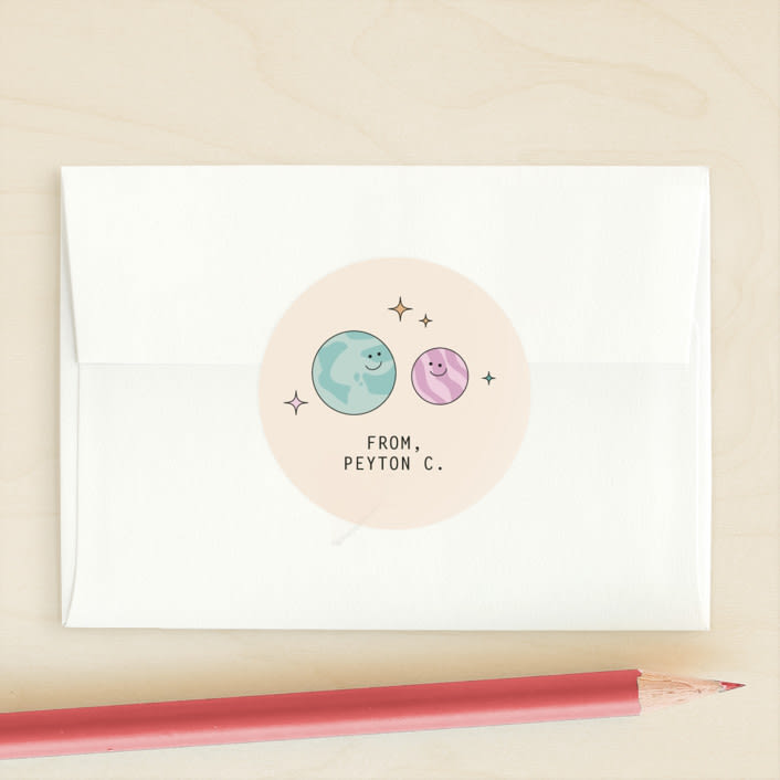 "Happy Planets" - Custom Stickers in Latte by Olivia Goree - Front