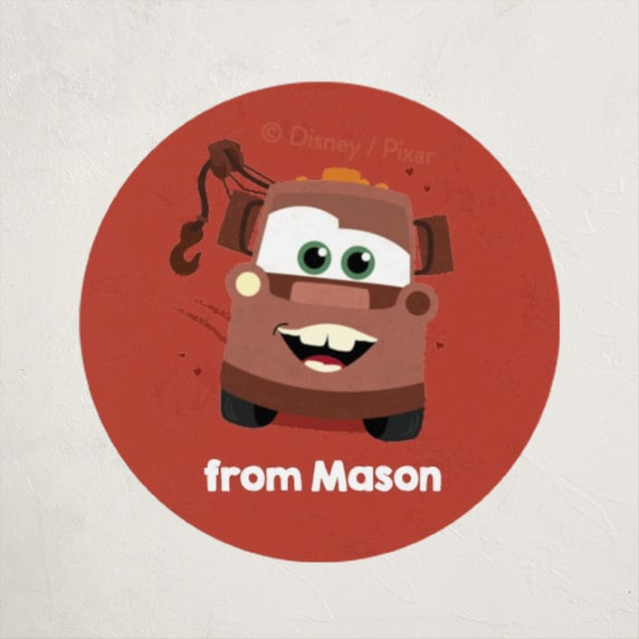 "Disney and Pixar's Cars To My Tows" - Custom Stickers in Rust by Erica Krystek - Front
