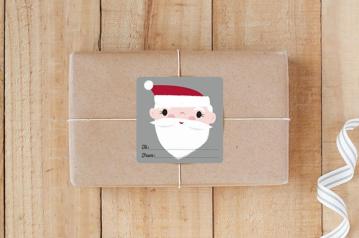 "Santa Gift Tag" - Custom Stickers in Silver Bell by Shannon Hays - Front