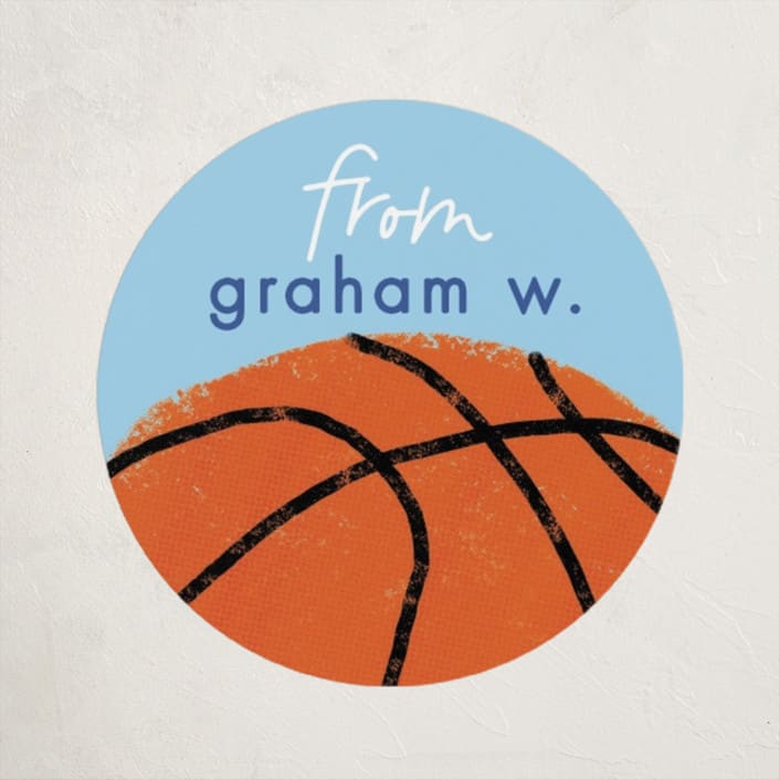 "Basketball" - Custom Stickers in Skyblue by Erin L. Wilson - Front