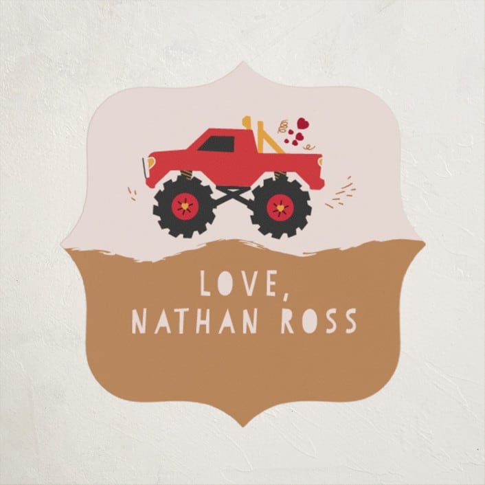 "wheelie truck" - Custom Stickers in Berry by Kanika Mathur - Front
