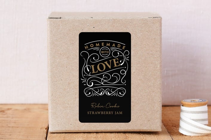 "Homemade + Love" - Custom Stickers in Ink by Joanne James - Front