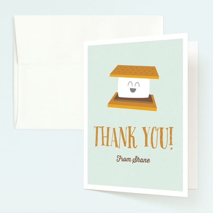 "S'More Fun" - Children's Birthday Party Thank You Cards in Sky by Chelsey Scott - Front