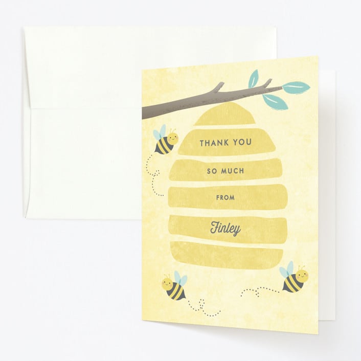 "Buzzing Beehive" - Children's Birthday Party Thank You Cards in Daisy by Karidy Walker - Front