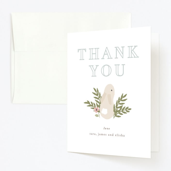 "petit lapin" - Children's Birthday Party Thank You Cards in Frost by Angela Garrick - Front
