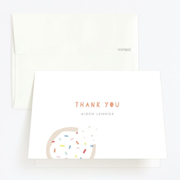 "Sprinkles And Icing" - Children's Birthday Party Thank You Cards in Tangerine by Amber Barkley - Front