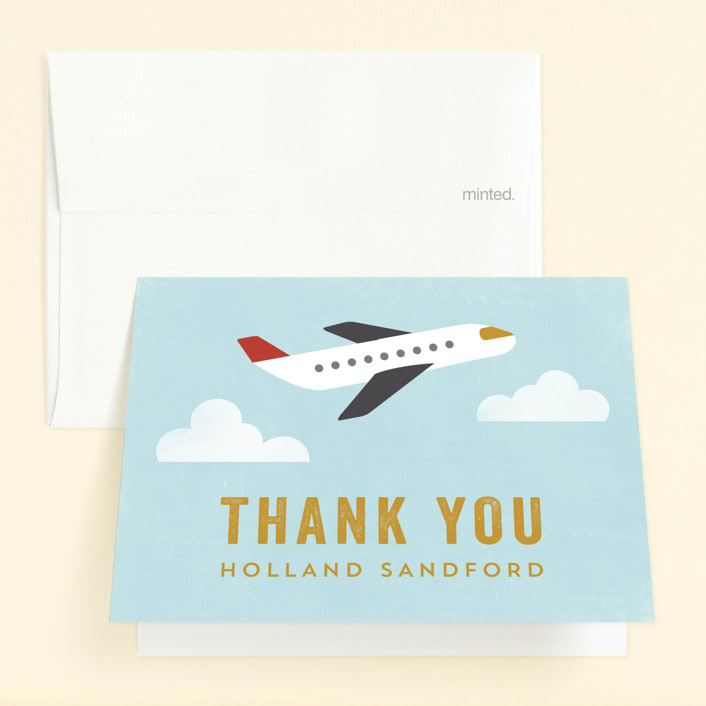 "Flying High" - Children's Birthday Party Thank You Cards in Sky by Annie Holmquist - Front