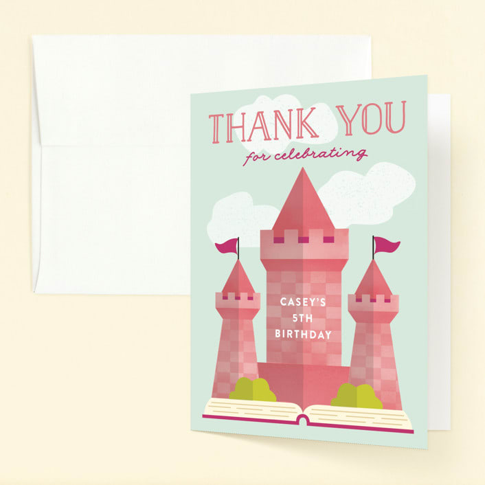 "Storybook" - Children's Birthday Party Thank You Cards in Bubblegum by Erica Krystek - Front