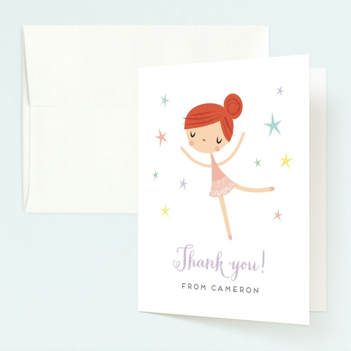 "Tiny Dancer" - Children's Birthday Party Thank You Cards in Ginger by Shannon Hays - Front