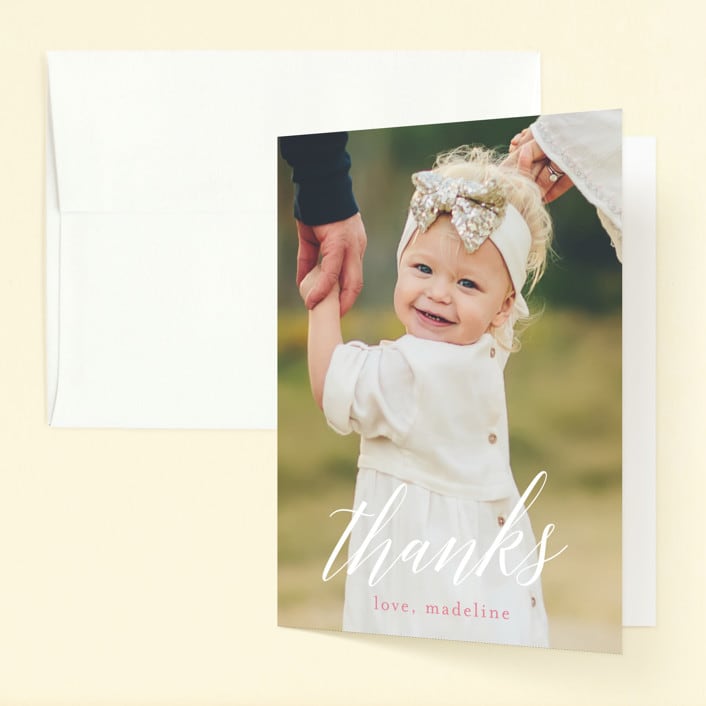 "floral balloon" - Children's Birthday Party Thank You Cards in Bubblegum by Phrosné Barwood - Front