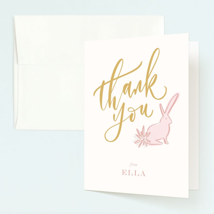 "Some Bunny" - Children's Birthday Party Thank You Cards in Peony by Julie Murray - Front