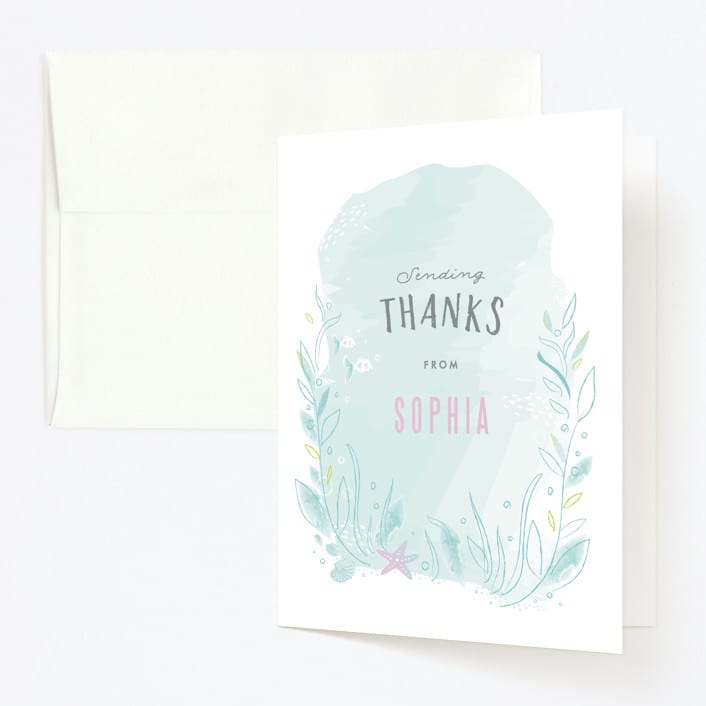 "Under The Sea" - Children's Birthday Party Thank You Cards in Pond by Karidy Walker - Front