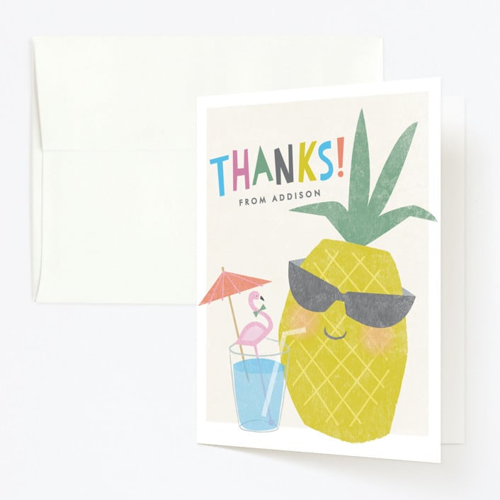 "Party like a pineapple" - Children's Birthday Party Thank You Cards in Blue Hawaiian by Karidy Walker - Front