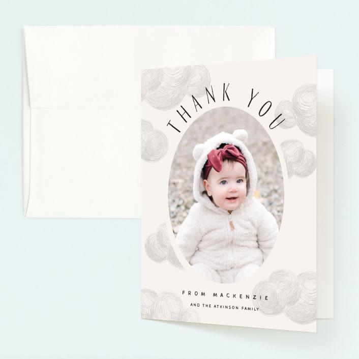 "Forest Friends" - Children's Birthday Party Thank You Cards in Sephia by Anastasia Makarova - Front