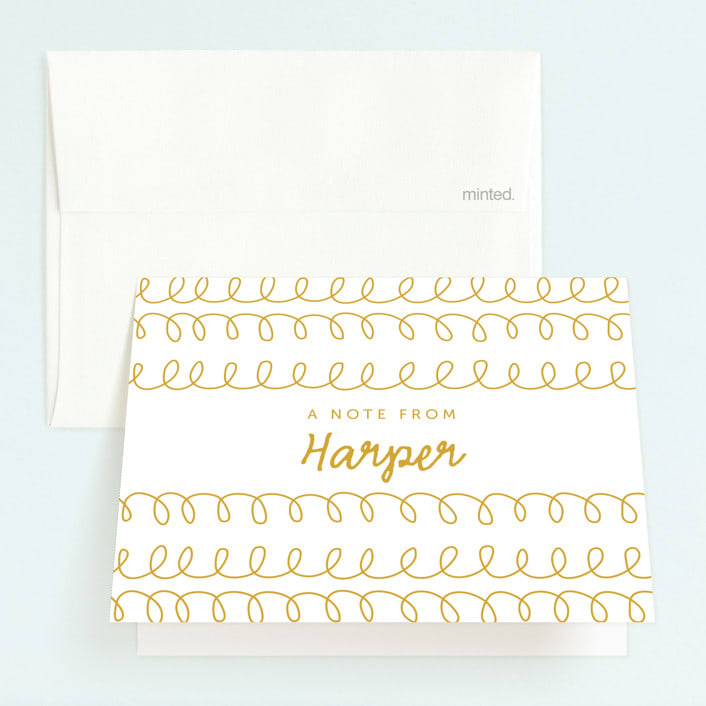 "Princess Crown Doodle" - Children's Birthday Party Thank You Cards in Gold by Lehan Veenker - Front