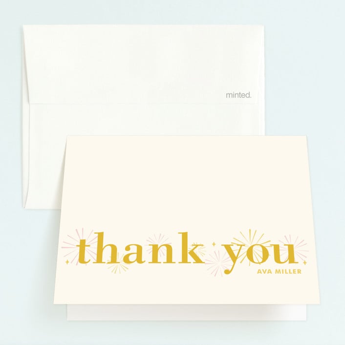 "Birthday Fireworks" - Children's Birthday Party Thank You Cards in Petal by Melanie Severin - Front