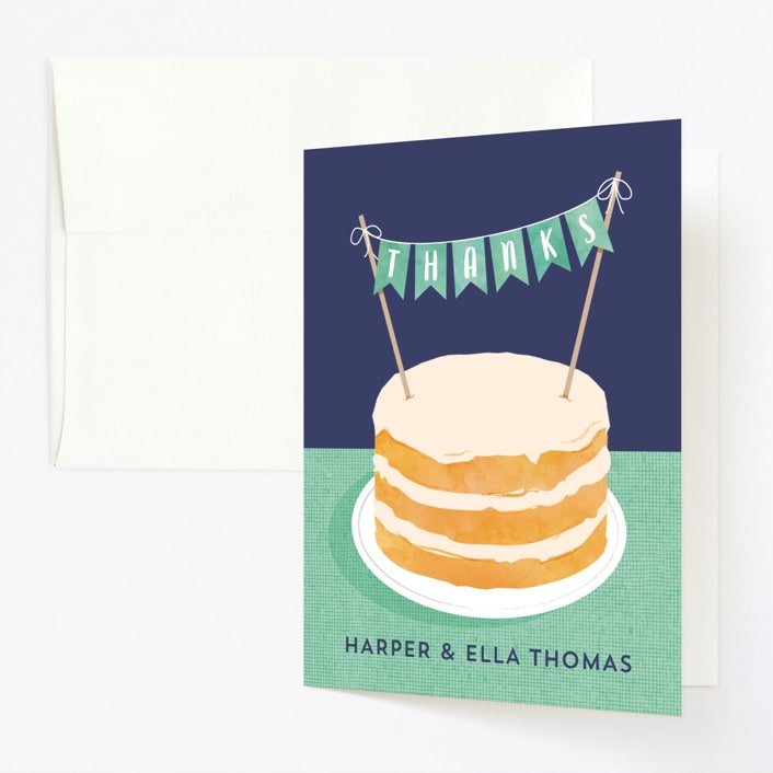 "Buttercream & Bunting" - Children's Birthday Party Thank You Cards in Pool by Kerry Doyle - Front