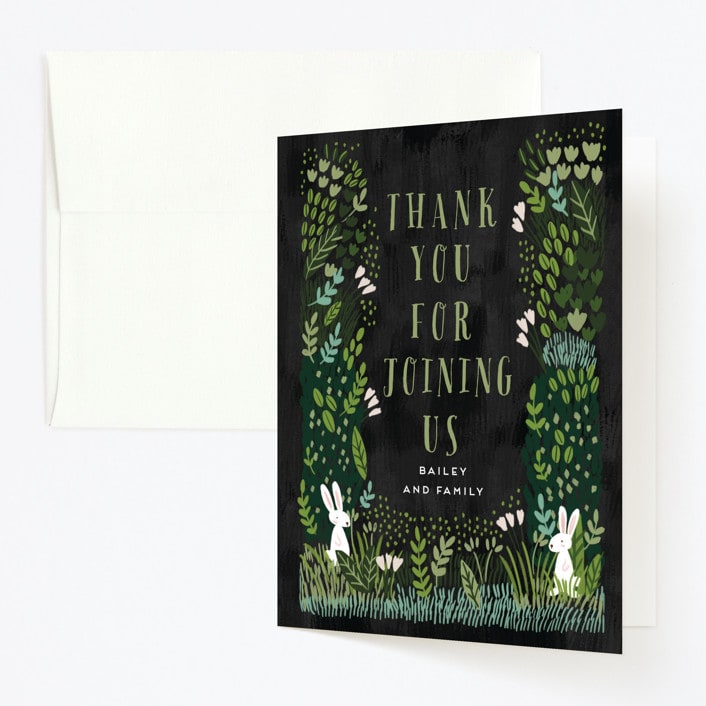 "Party In The Park" - Children's Birthday Party Thank You Cards in Charcoal by iamtanya - Front