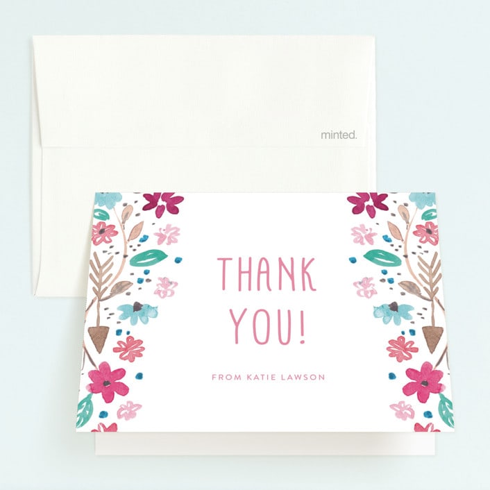 "Teepee Party" - Children's Birthday Party Thank You Cards in Petal by Sara Berrenson - Front