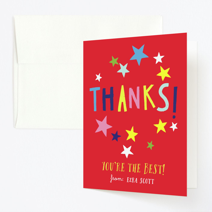 "Skate Date" - Children's Birthday Party Thank You Cards in Ruby by Krista Messer - Front