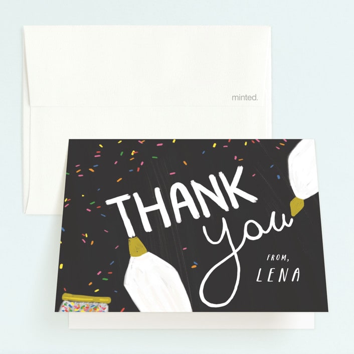 "Birthday Bake Off" - Children's Birthday Party Thank You Cards in Chalkboard by Shiny Penny Studio - Front