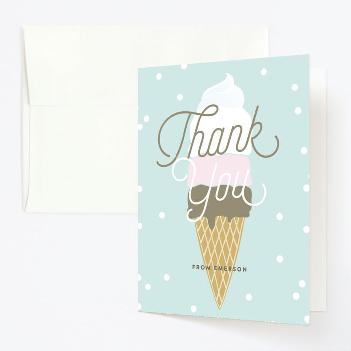 "Ice Cream Cone" - Children's Birthday Party Thank You Cards in Frozen by Alethea and Ruth - Front