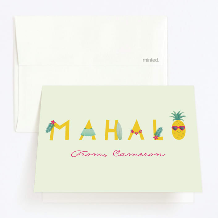 "Aloha" - Children's Birthday Party Thank You Cards in Grass by Annie Holmquist - Front