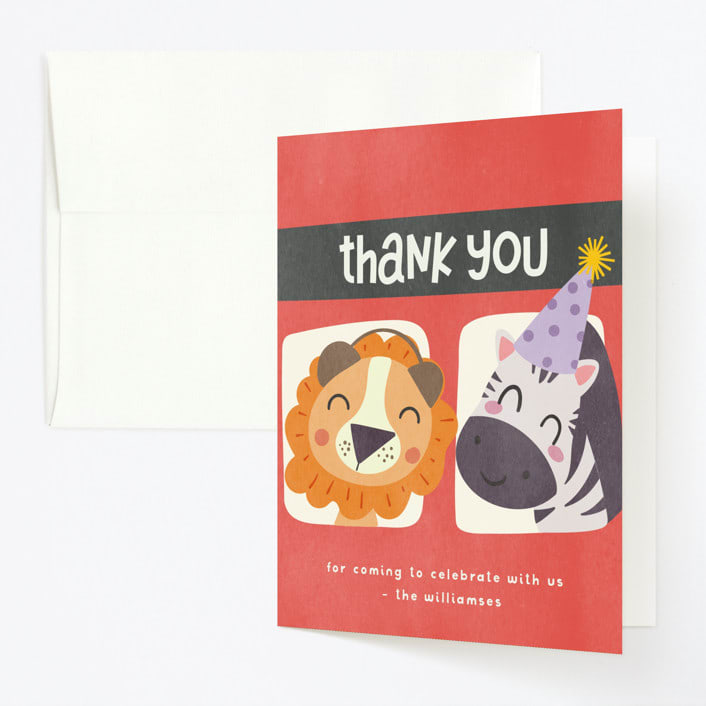 "Come Aboard" - Children's Birthday Party Thank You Cards in Rust by Vera Lim - Front