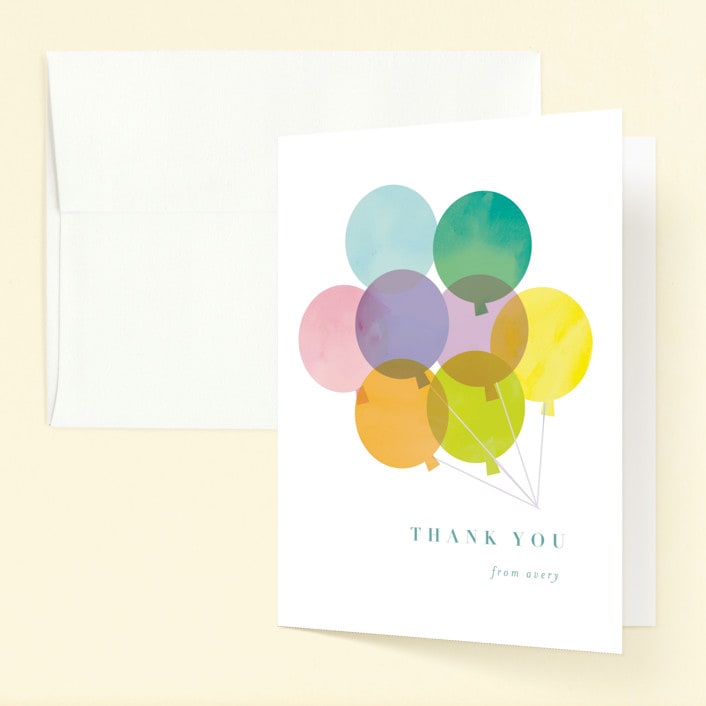 "year" - Children's Birthday Party Thank You Cards in Teal by Lori Wemple - Front
