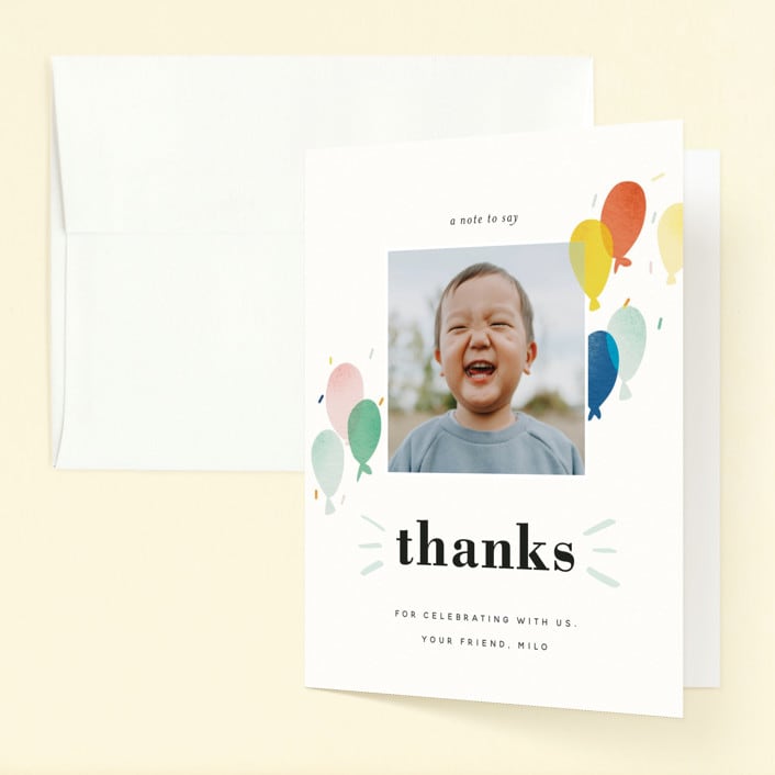"balloon overlay" - Children's Birthday Party Thank You Cards in Sea by Stephanie Hawkes - Front