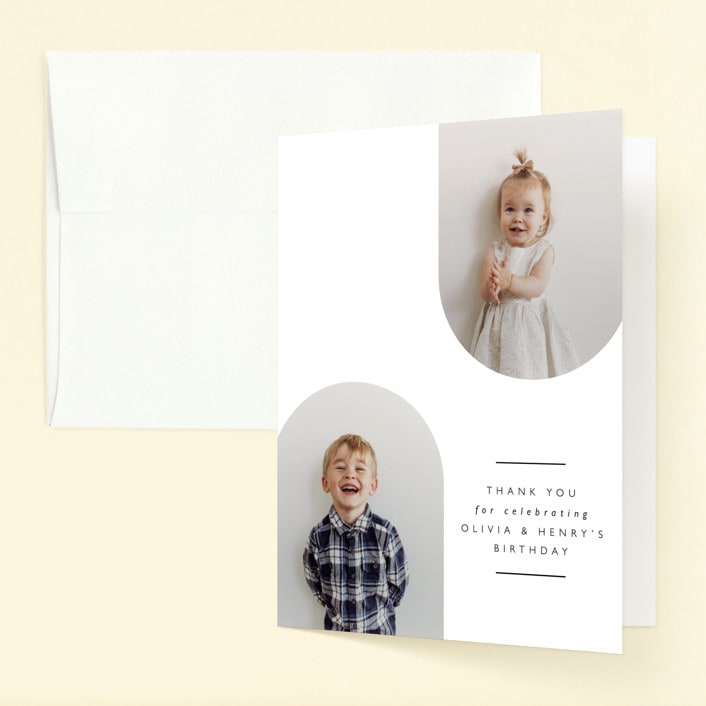 "Joint" - Children's Birthday Party Thank You Cards in Ink by Hudson meet Rose - Front
