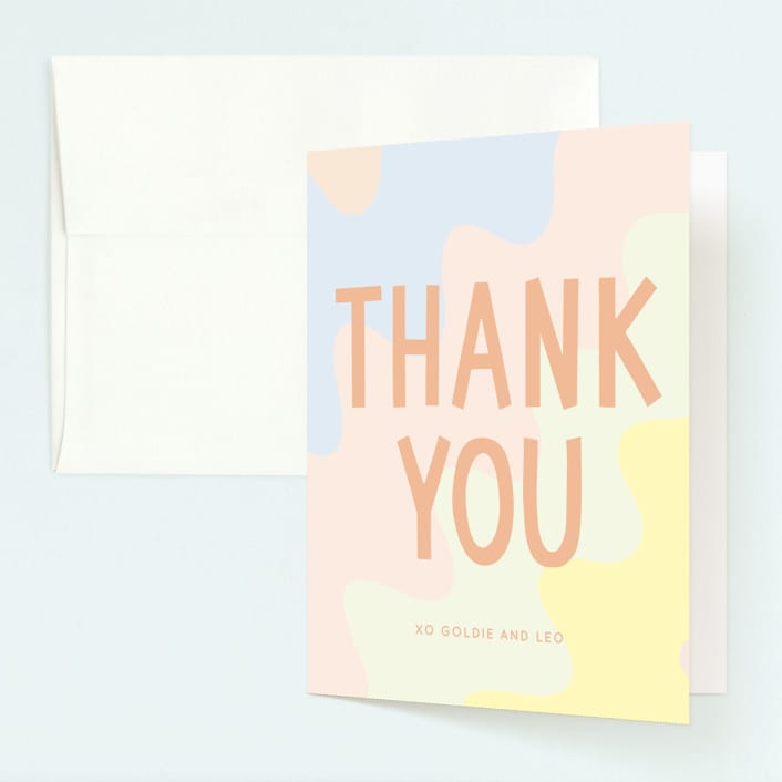 "Bday Twins" - Children's Birthday Party Thank You Cards in Creamsicle by Baumbirdy - Front