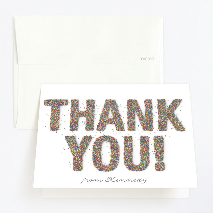 "sprinkles" - Children's Birthday Party Thank You Cards in Vanilla by Jessie Steury - Front