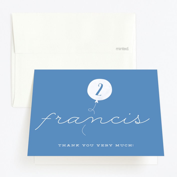 "It's my party" - Children's Birthday Party Thank You Cards in Denim by Sara Hicks Malone - Front