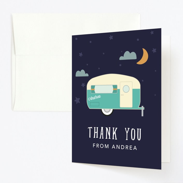 "Retro Camper" - Children's Birthday Party Thank You Cards in Midnight by Hudson meet Rose - Front