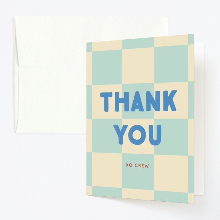 "Blocks" - Children's Birthday Party Thank You Cards in Frost by Baumbirdy - Front
