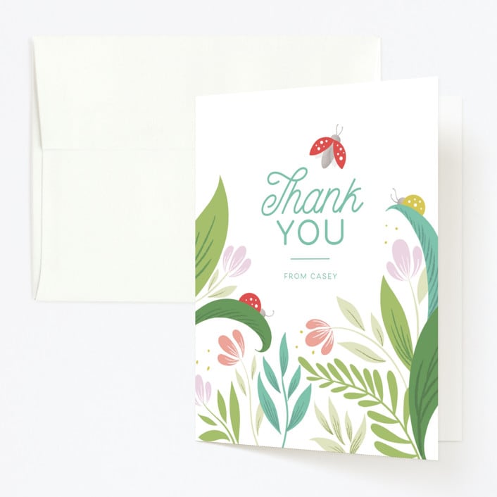 "Little Love Bug" - Children's Birthday Party Thank You Cards in Ladybug by Gia Graham - Front