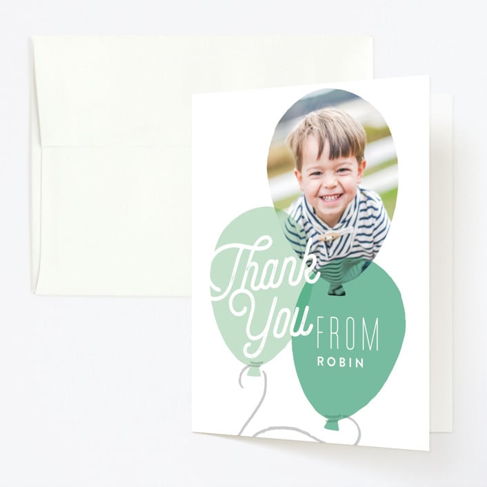 "balloon party" - Children's Birthday Party Thank You Cards in Azure by Alethea and Ruth - Front