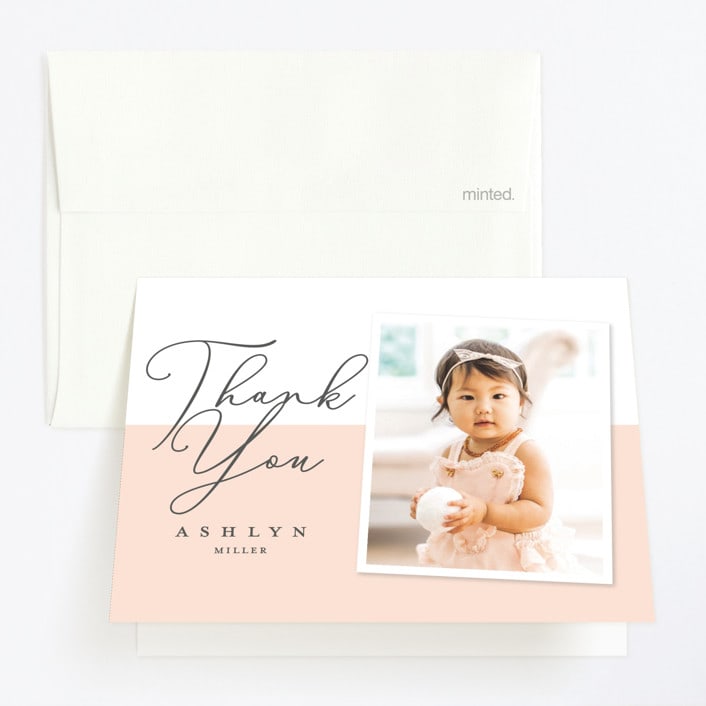"Modern girl" - Children's Birthday Party Thank You Cards in Blush by Stacey Meacham - Front