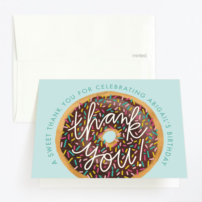 "donut party" - Children's Birthday Party Thank You Cards in Chocolate by Jen Owens - Front